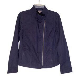 J. Jill Linen Blend Jacket Women’s XS Extra Small Blue Lightweight Zip Up Coat
